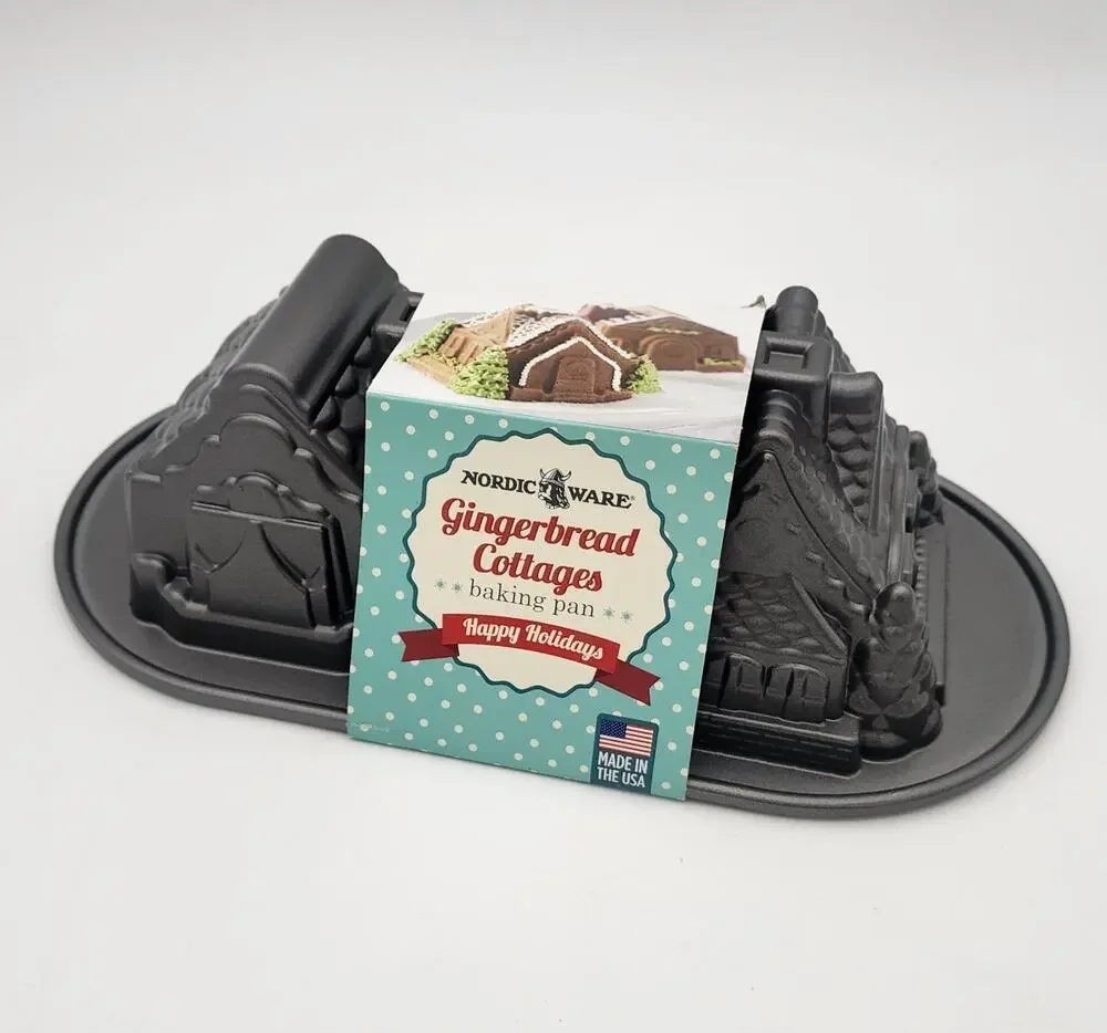Nordic Ware Mini Gingerbread House Cottage Duet Baking Pan Mold 5 Cup - New
